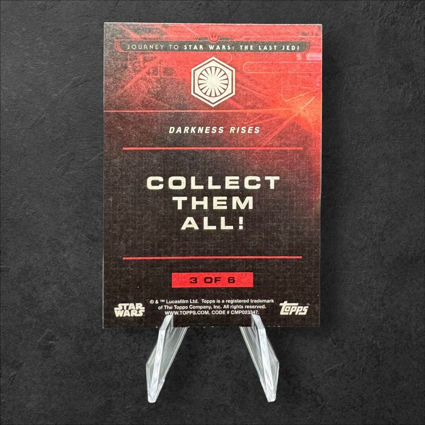 Star Wars Journey to The Last Jedi DARKNESS RISES Trading Card 3 of 6