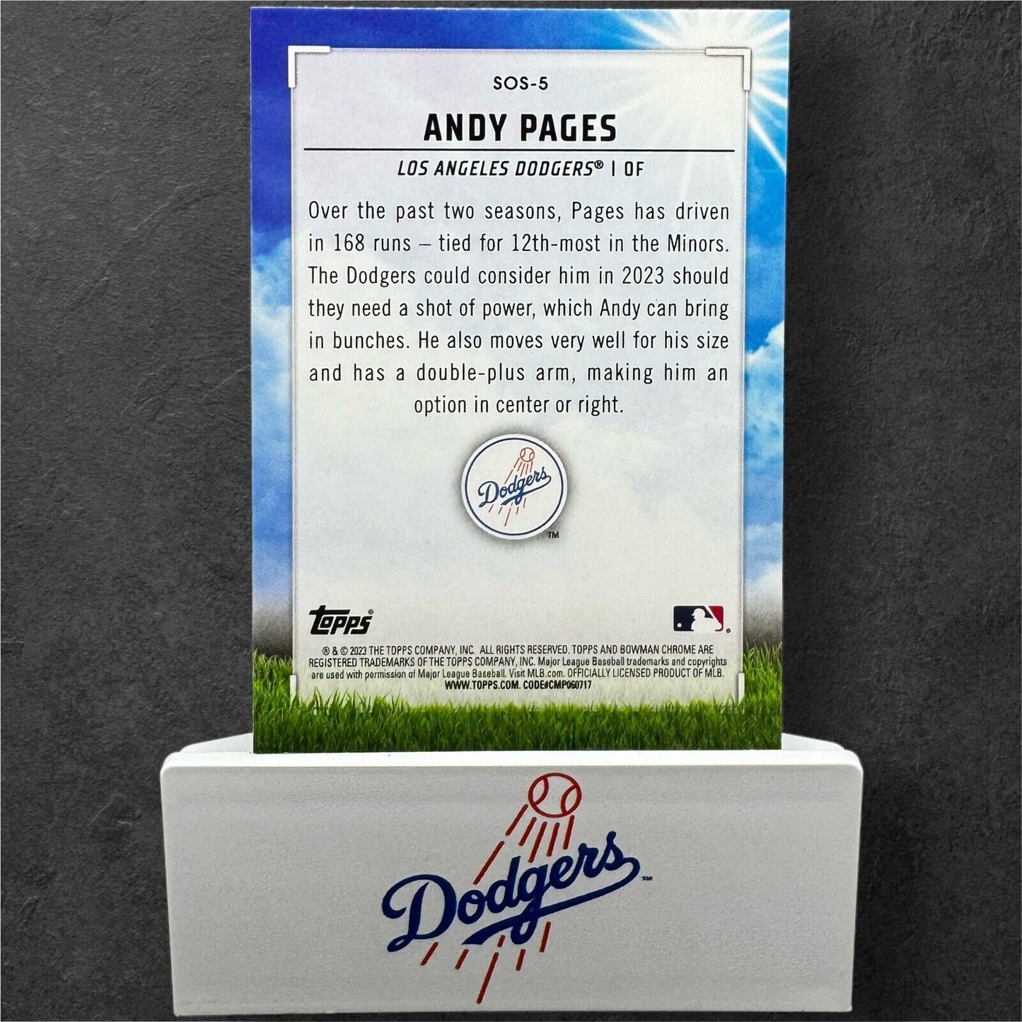 Andy Pages 2023 Bowman Chrome Sights On September SOS5 Insert Refractor