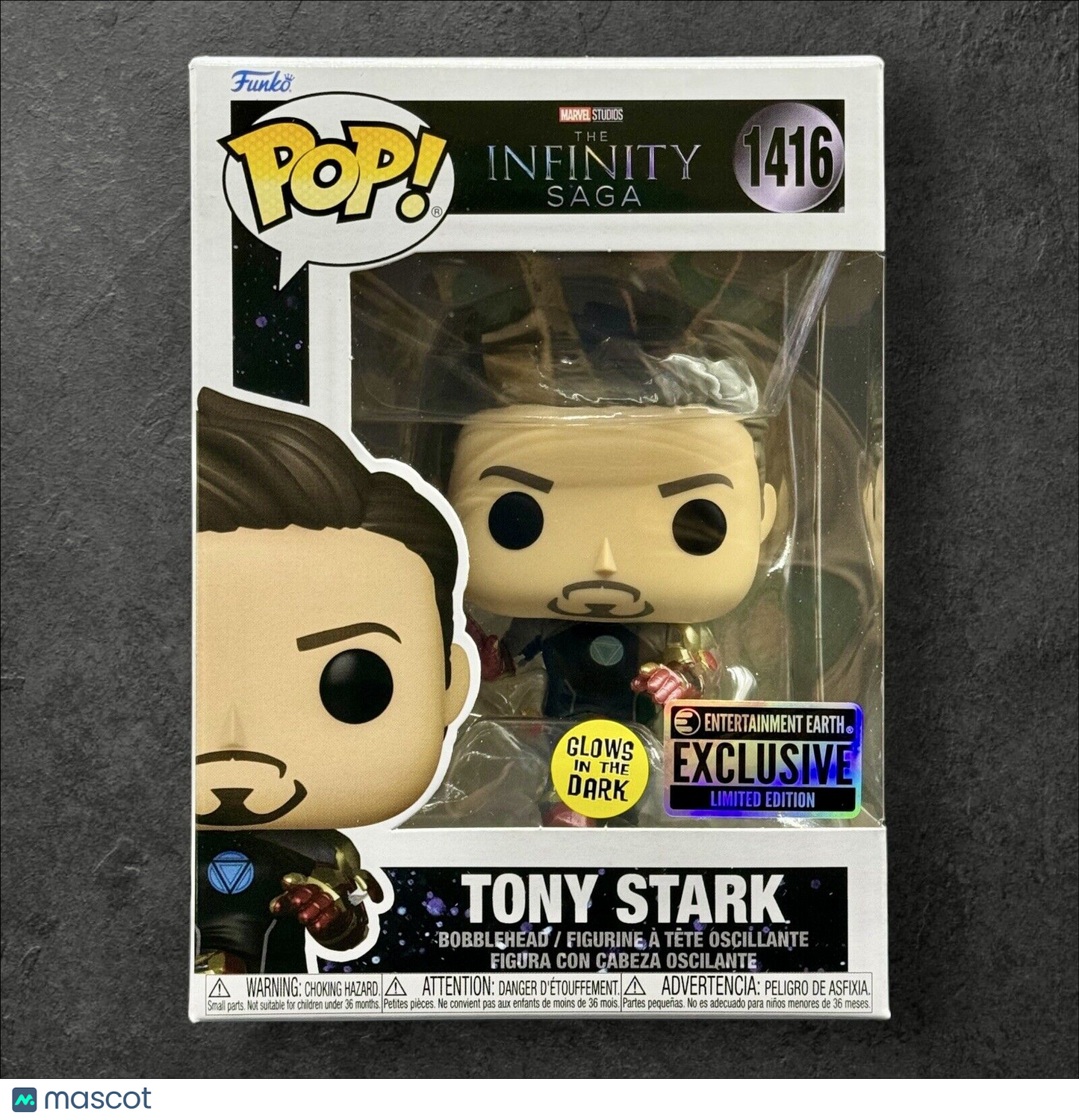 Tony Stark Funko Pop! The Infinity Saga GITD EE Vinyl Figure 1416 w/PopProtector