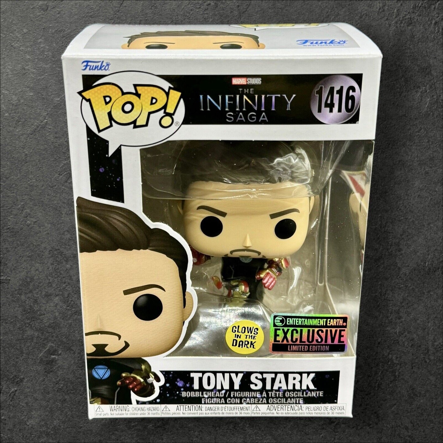 Tony Stark Funko Pop! The Infinity Saga GITD EE Vinyl Figure 1416 w/PopProtector