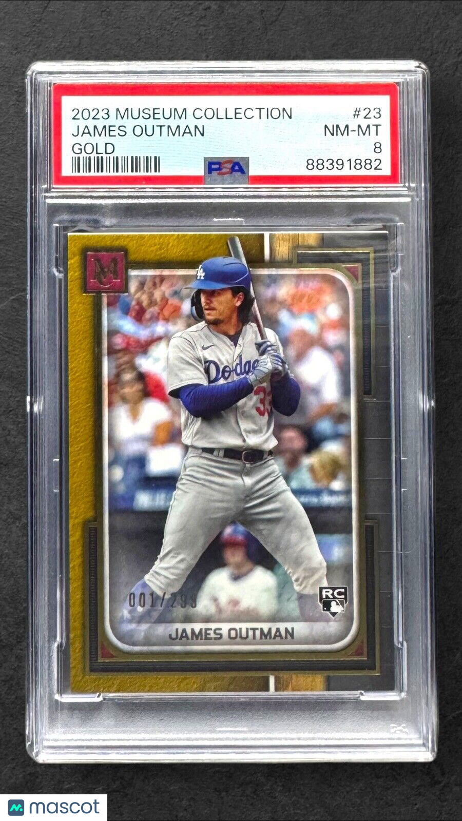 2023 Topps Museum Collection James Outman Gold Parallel Rookie RC /299 PSA 8