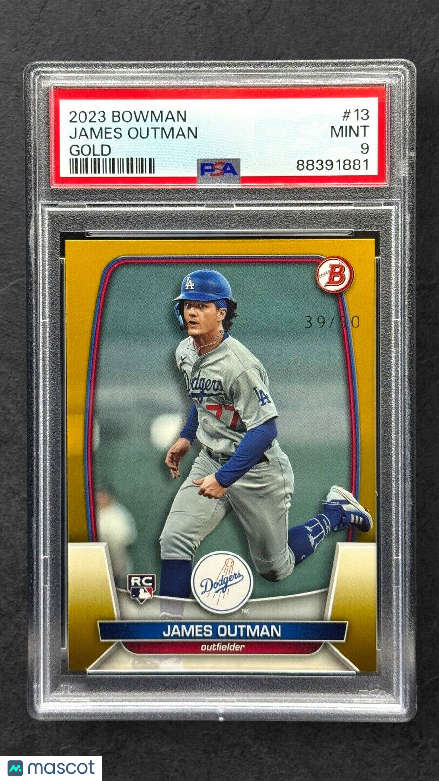 2023 Bowman James Outman Gold #13 RC /50 PSA 9