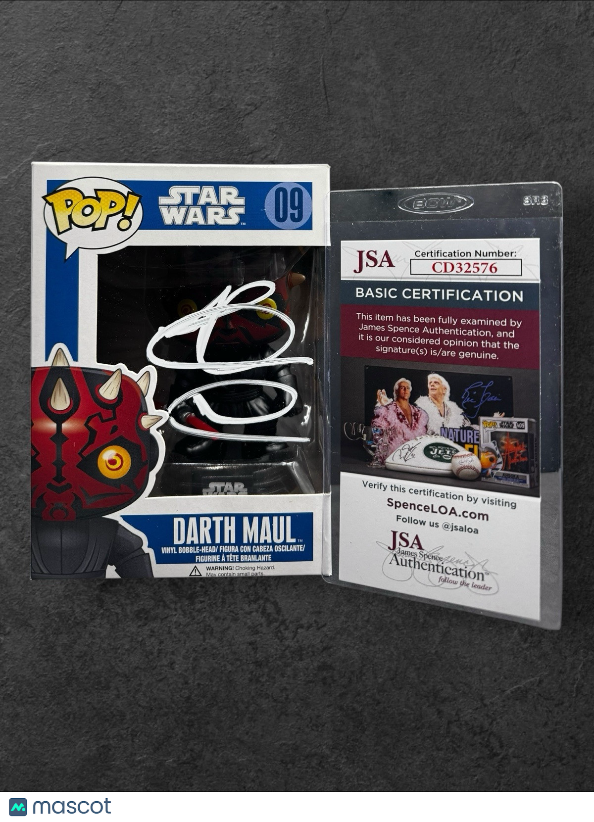 Funko POP! #09 DARTH MAUL Signed By RAY PARK Phantom Menace JSA Authenticated