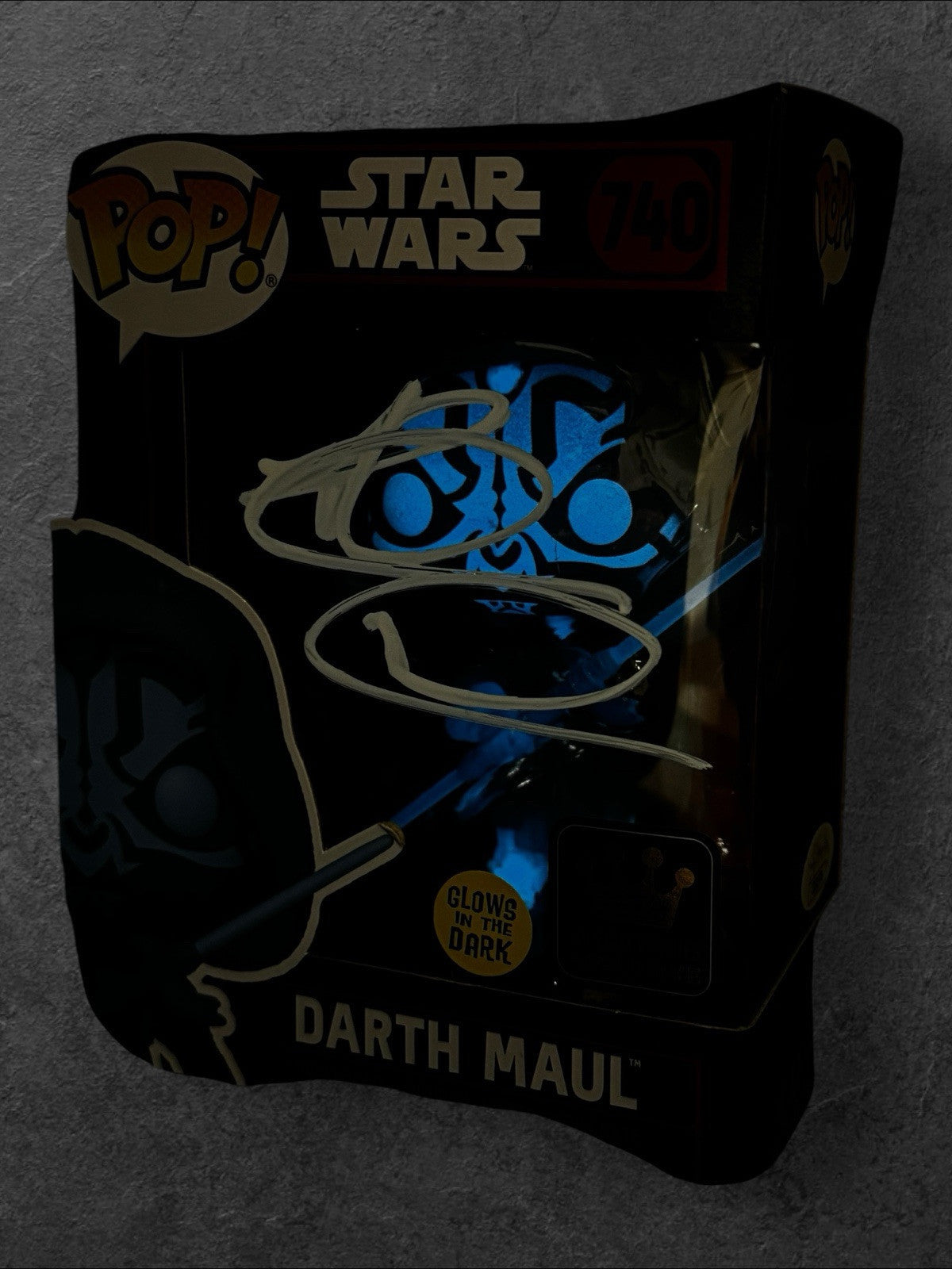 Glows in the Dark Funko #740 Signed (White) Darth Maul - By Ray Park