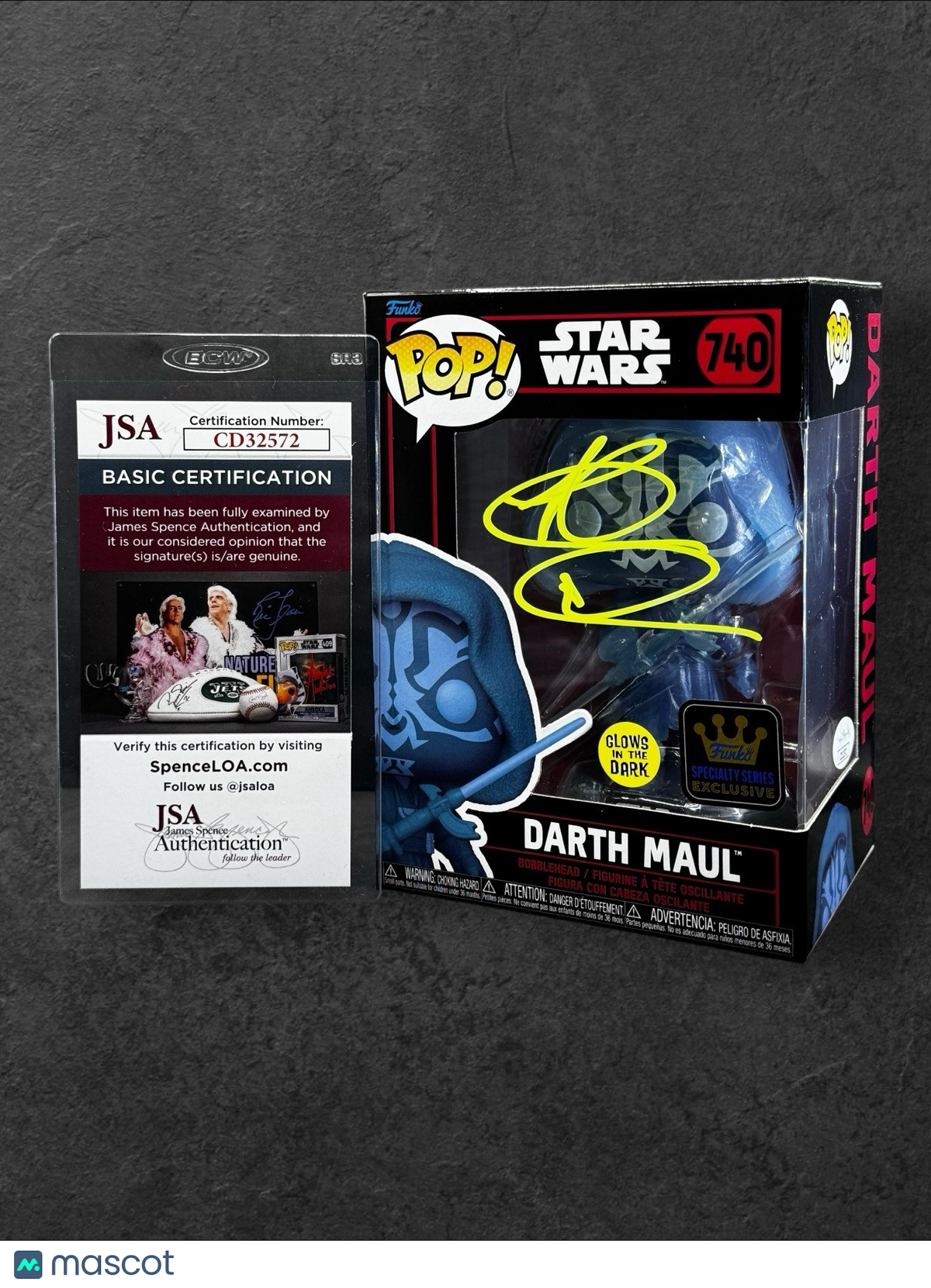 Glows in the Dark Funko #740 Signed Darth Maul By Ray Park - Last One!