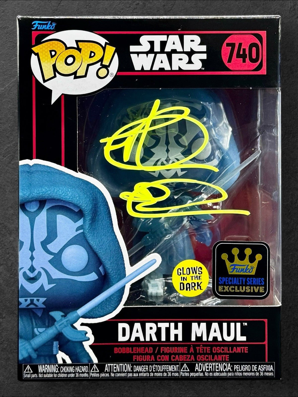 Glows in the Dark Funko #740 Signed Darth Maul By Ray Park - Last One!