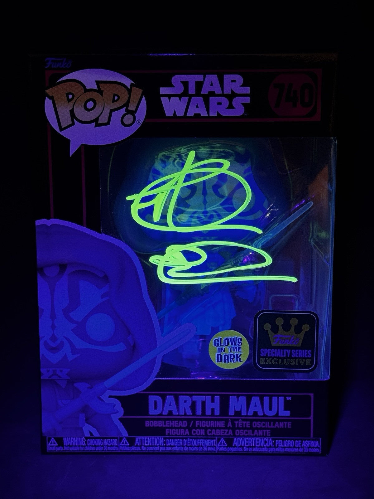 Glows in the Dark Funko #740 Signed Darth Maul By Ray Park - Last One!