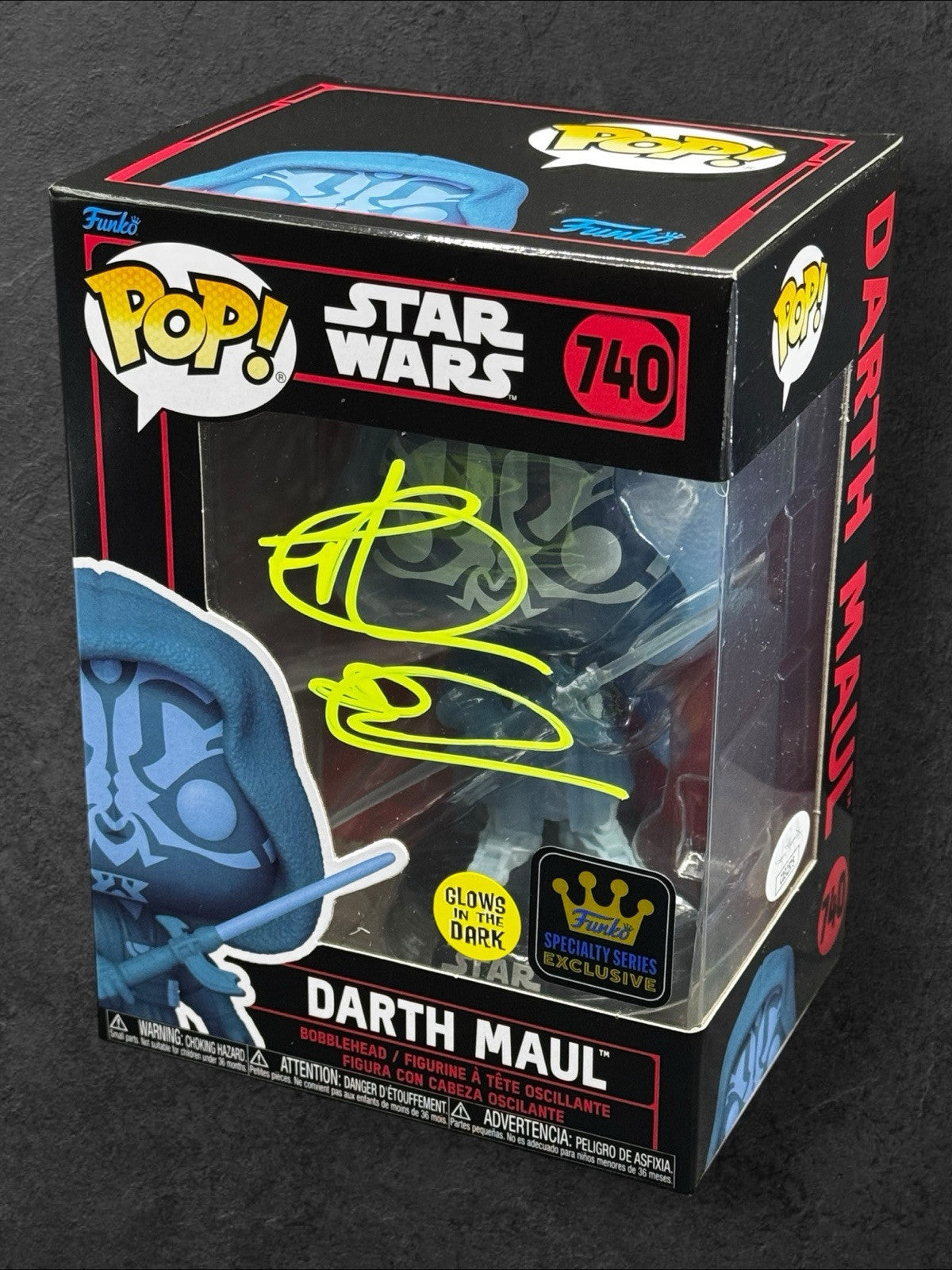 Glows in the Dark Funko #740 Signed Darth Maul By Ray Park - Last One!