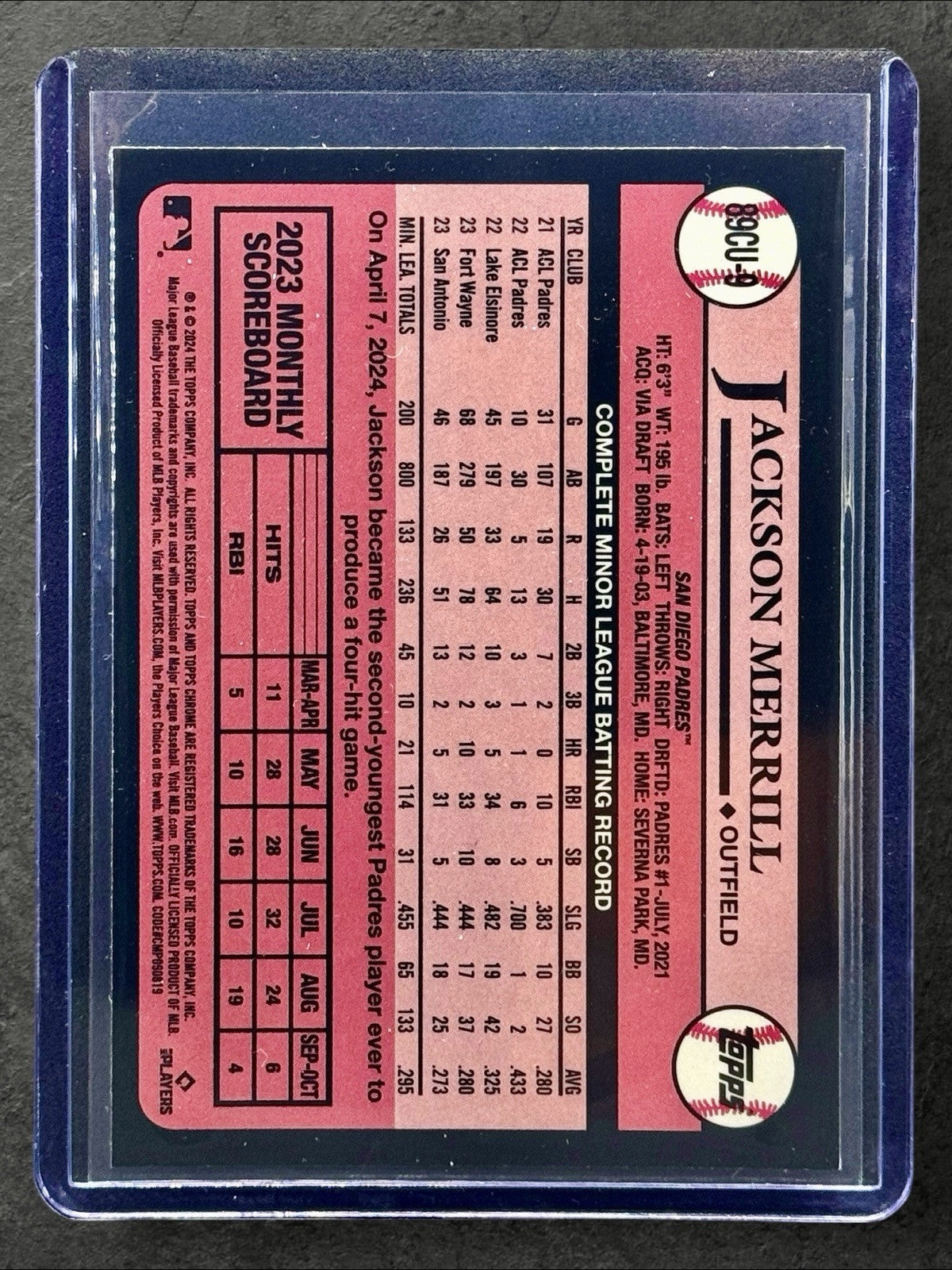 2024 Topps Chrome Update Series - ‘89 Topps Baseball #89CU-9 Jackson Merrill RC