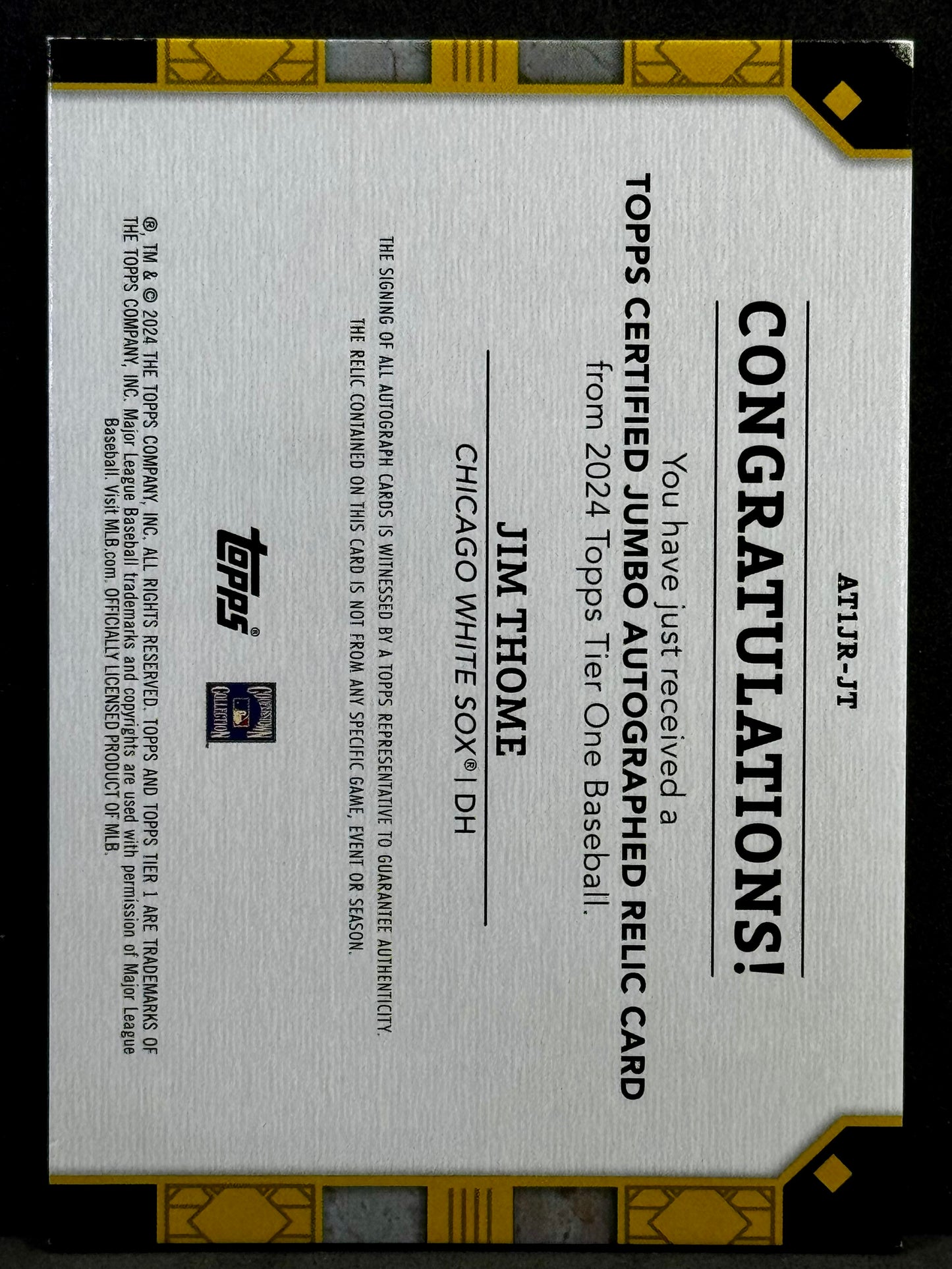 Jim Thome 2024 Topps Tier One #AJR-JT Blue /49