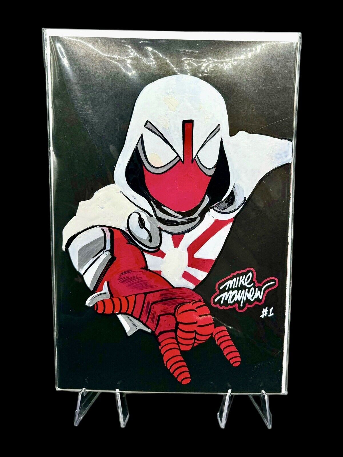 Spider-Man Miles 1 Mike Mayhew Vir. Var. Original Mega-Remarked & Glow Signature