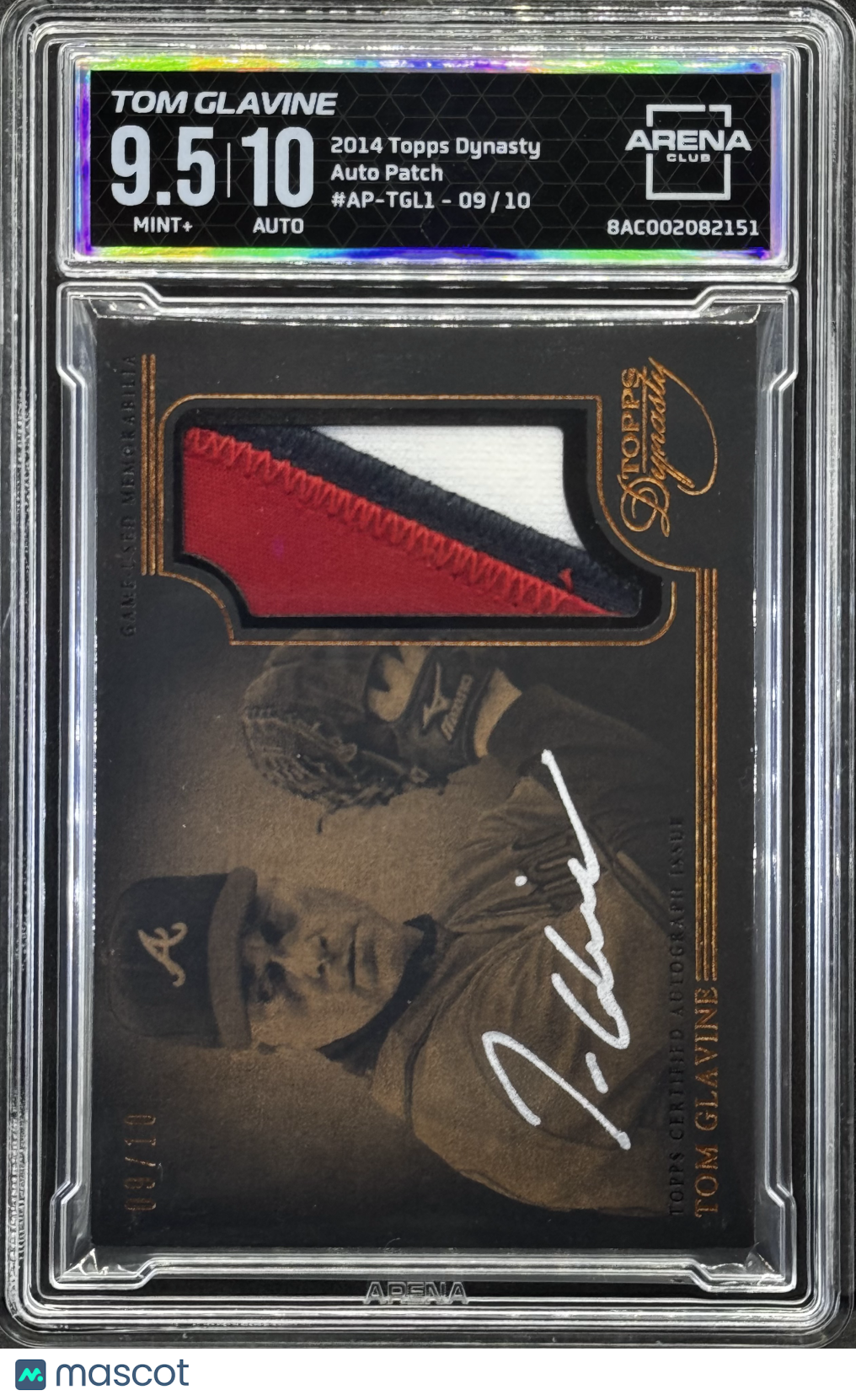 2014 Topps Dynasty Tom Glavine Auto Patch /10 - Arena Club 9.5 | HOF Braves Lgnd