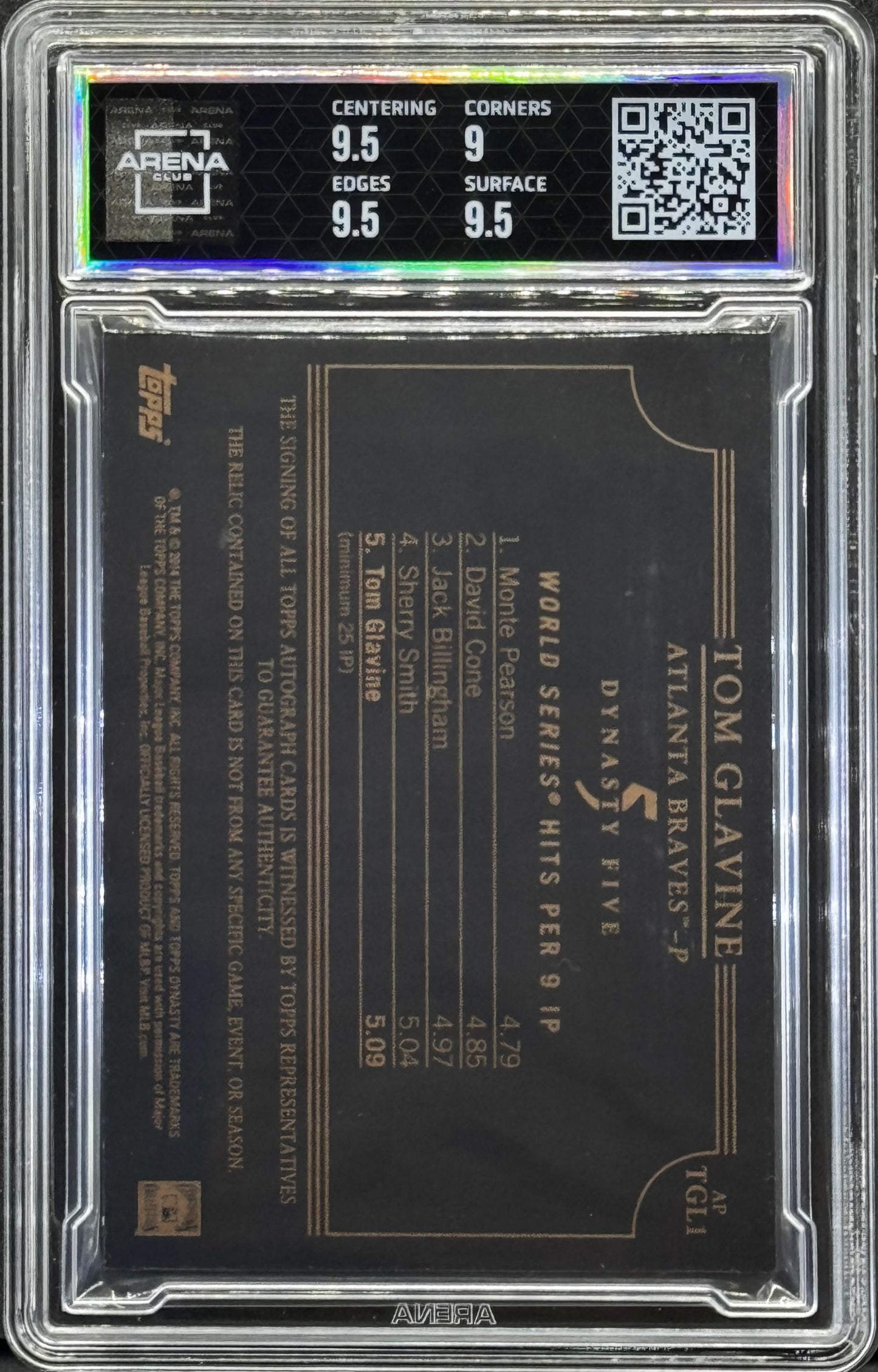 2014 Topps Dynasty Tom Glavine Auto Patch /10 - Arena Club 9.5 | HOF Braves Lgnd