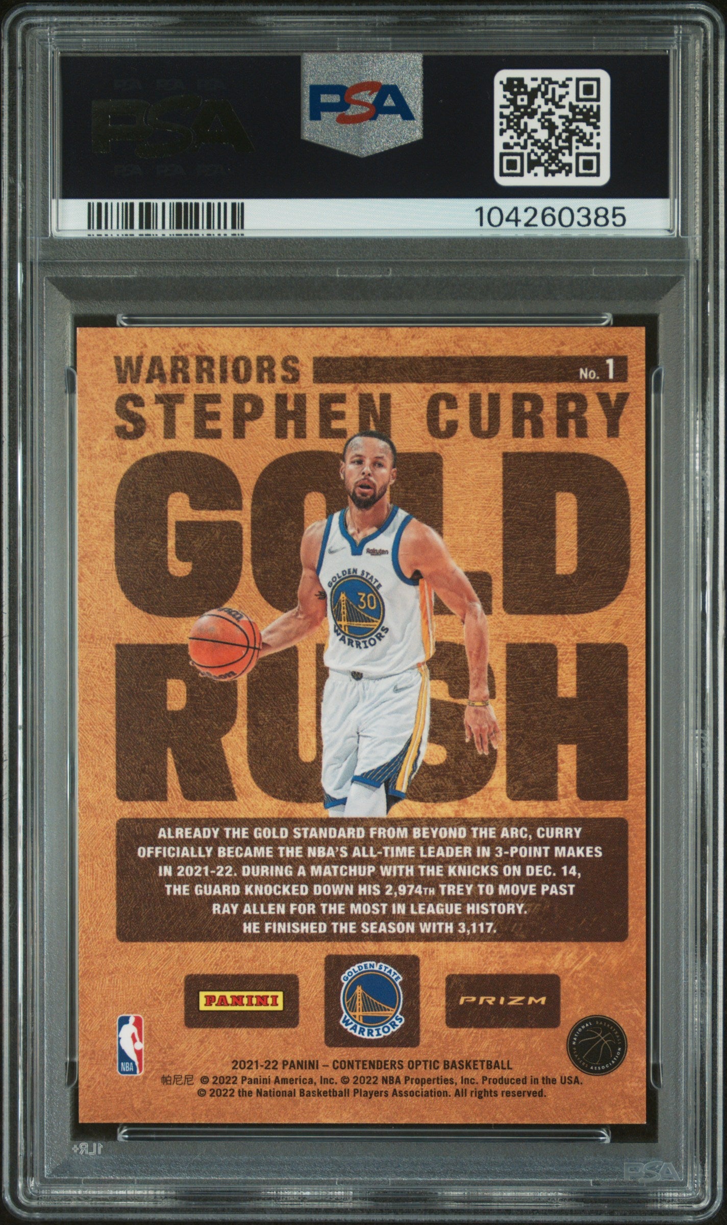 Stephen Curry 2021 Panini Contenders Optic Gold Rush #1 SP PSA 10