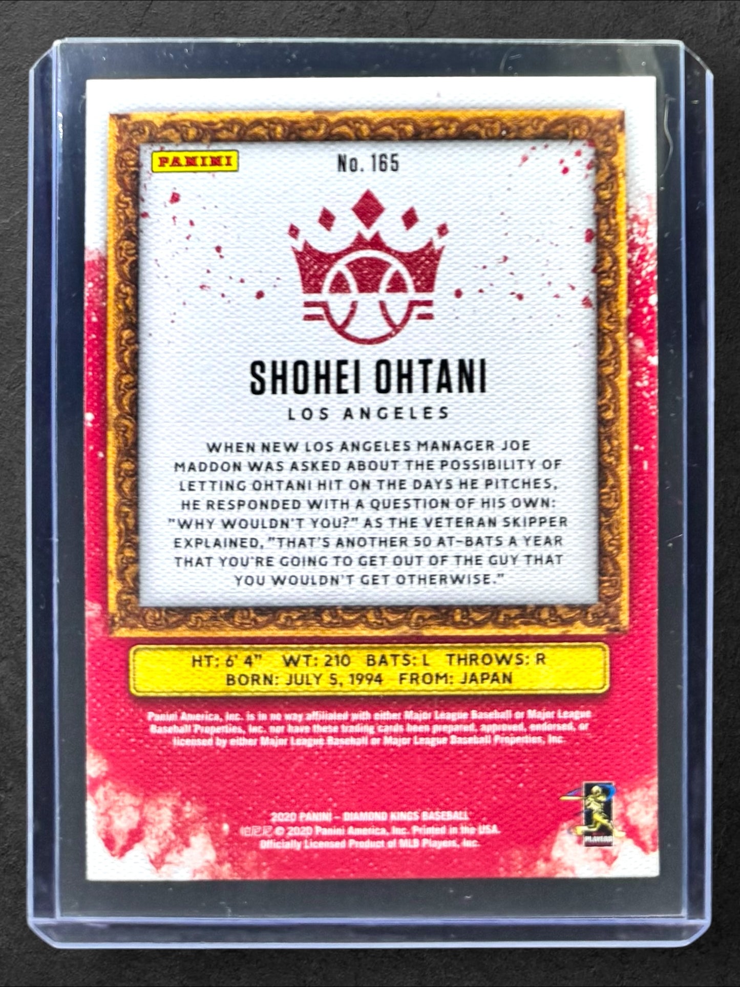 2020 Panini Diamond Kings Shohei Ohtani #165 Panini prizm