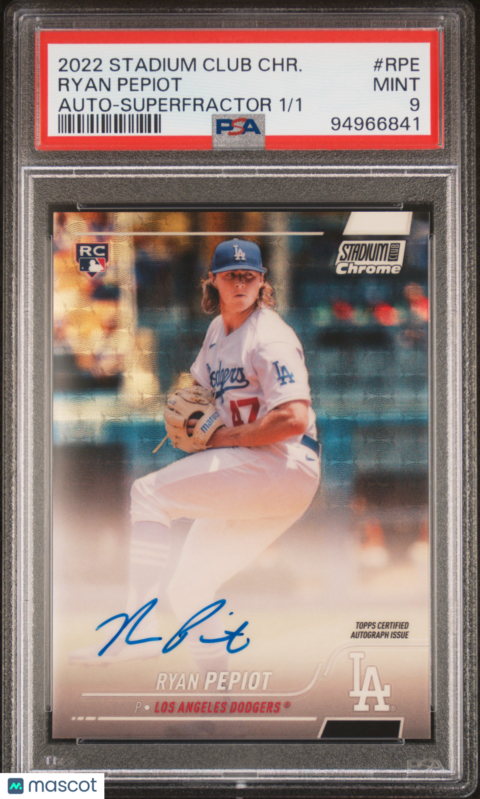Ryan Pepiot 2022 Topps Stadium Club Chrome Auto 1/1 Superfractor