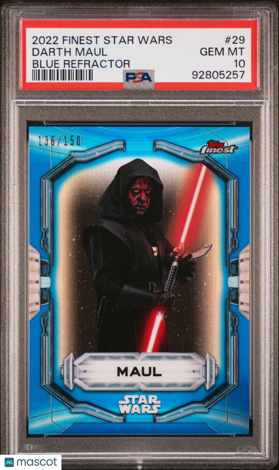 2022 Topps Finest Star Wars Darth Maul Blue Refractor /150 #29 PSA 10