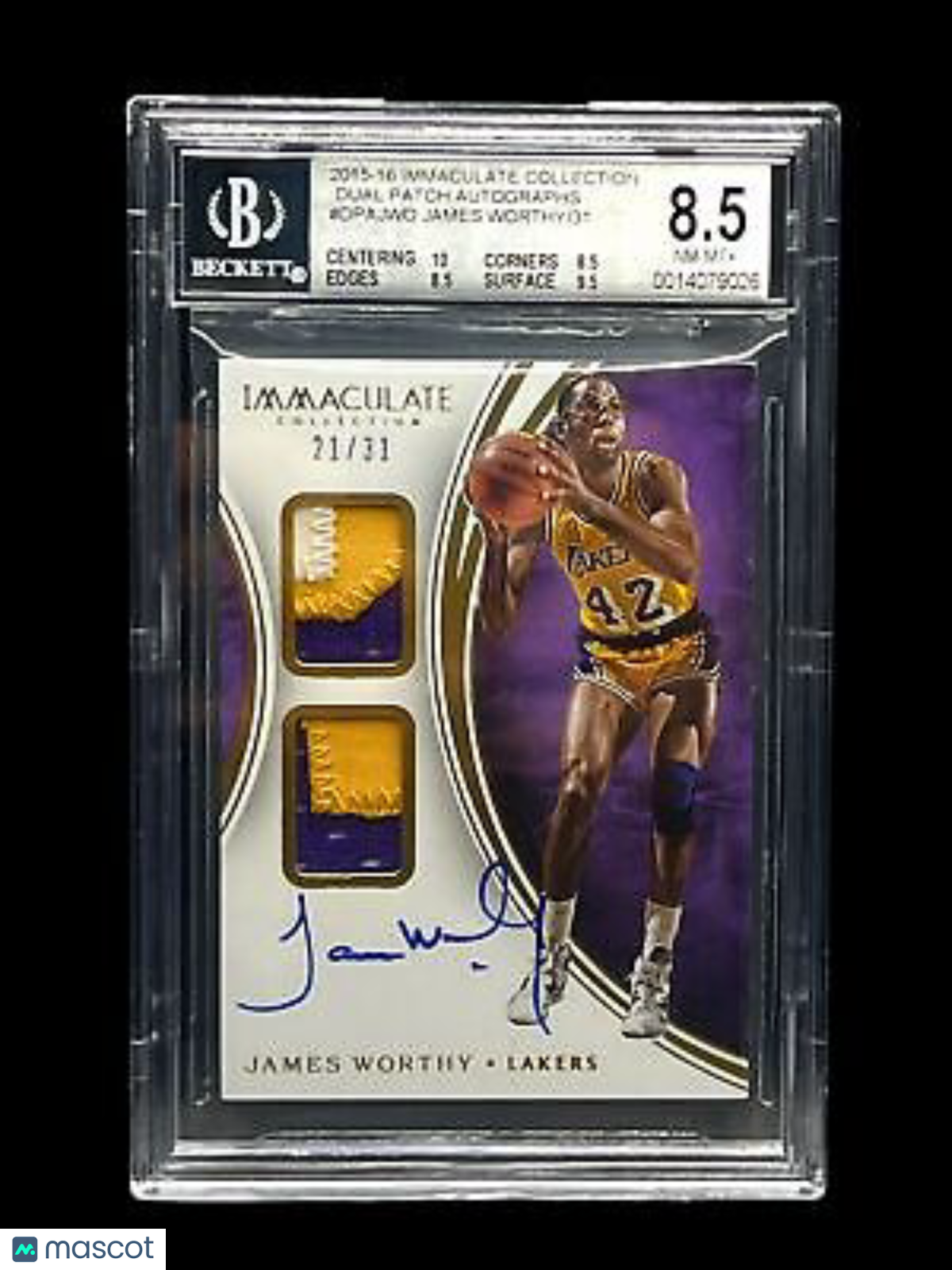 2015  Panini Immaculate Collection Dual Patch Auto /31 #DPA-JWO James Worthy