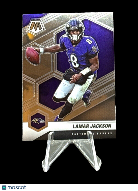 2021 Panini Mosaic Football Lamar Jackson Silver Prizm Card #19 Baltimore Ravens