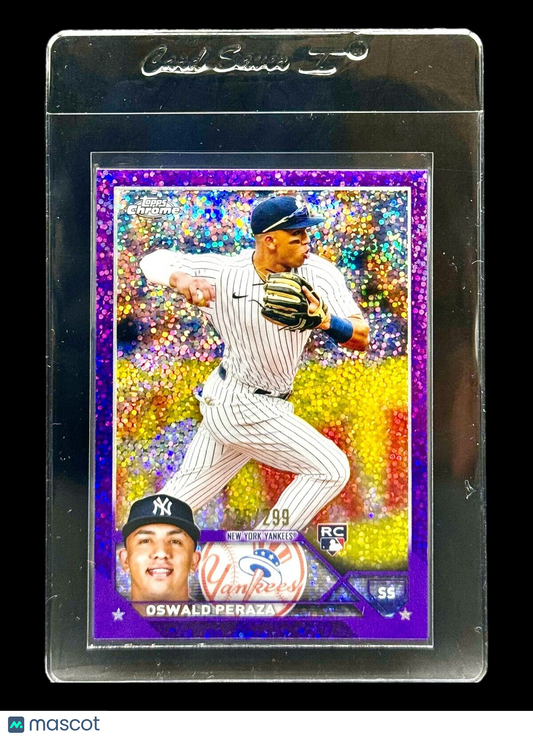 Oswald Peraza 2023 Topps Chrome Purple Speckle #/299 #132 New York Yankees