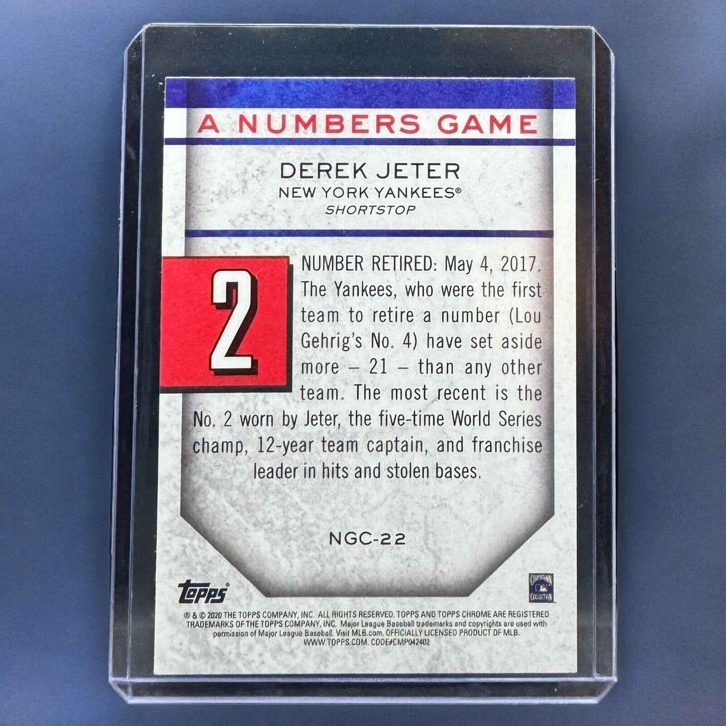 2020 Topps Chrome Update A Numbers Game Derek Jeter #NGC-22 New York Yankees