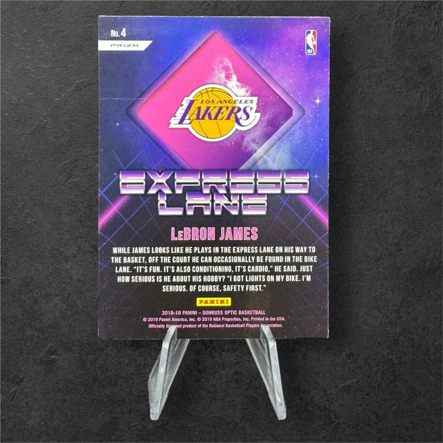 LeBron James 2018-19 Donruss Optic Express Lane Holo Prizm #4 Los Angeles Lakers