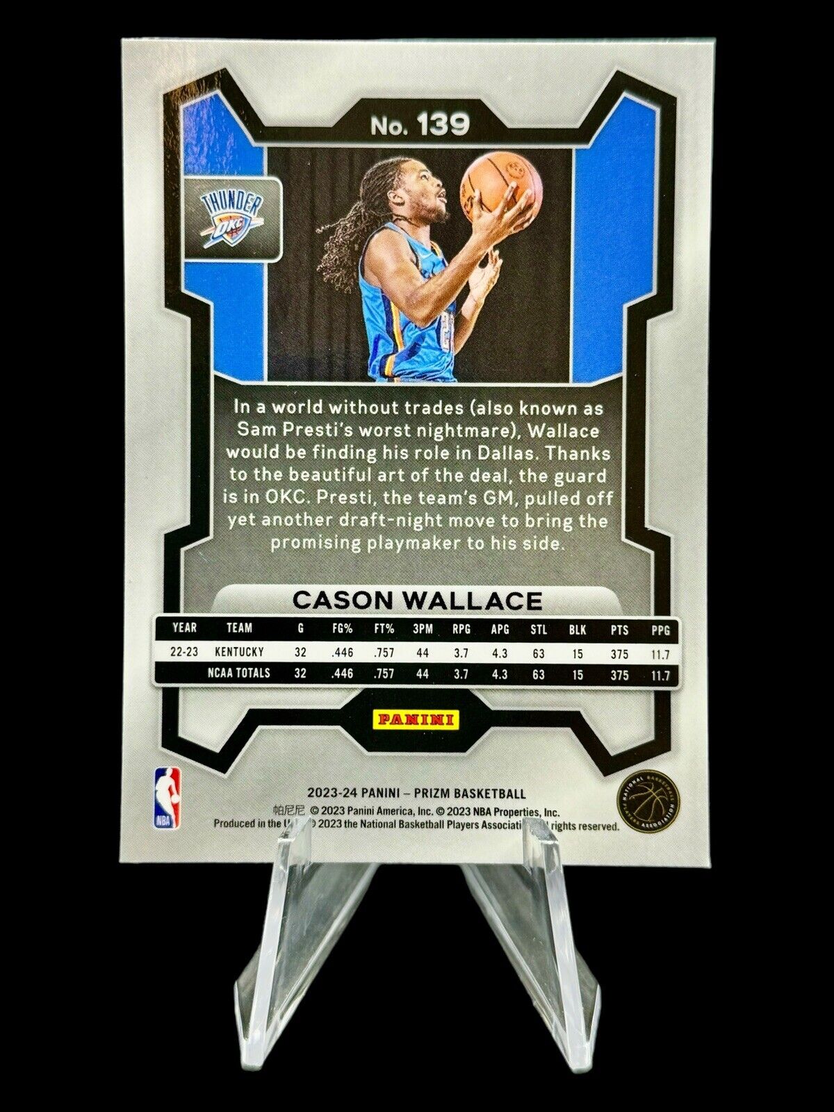 Cason Wallace 2023-24 Panini Prizm #139 Rookie RC Oklahoma City Thunder