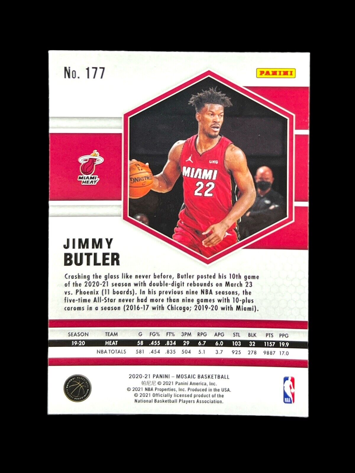 2020-21 Mosaic Basketball Jimmy Butler #177 Miami Heat