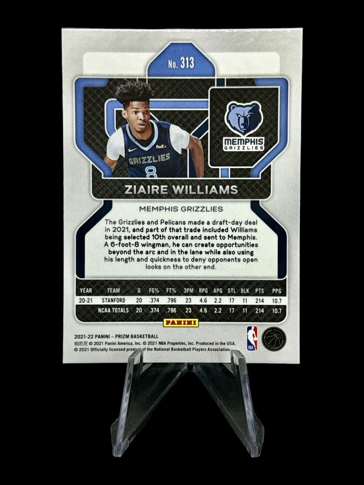 2020-2021 Panini Prizm Basketball Ziare Williams #313 Memphis Grizzlies