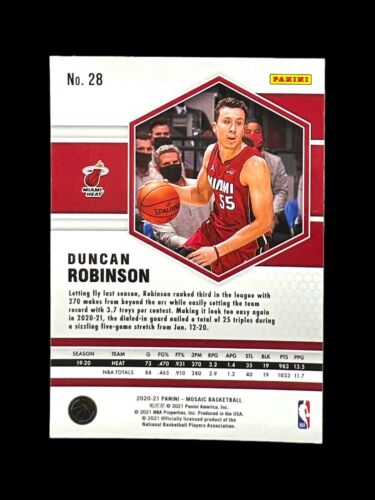 2020-21 Panini Mosaic Duncan Robinson #28 Miami Heat Basketball Card