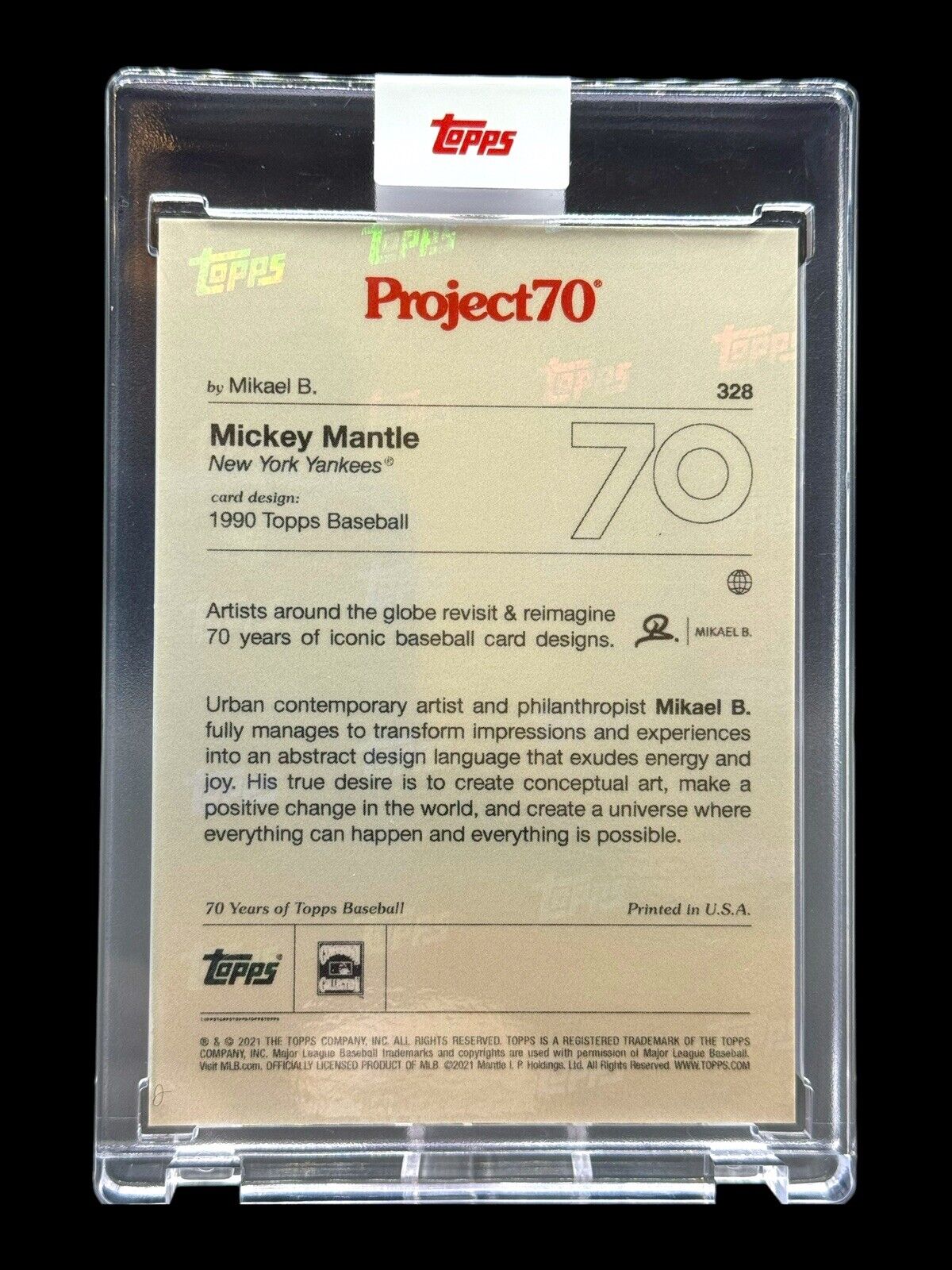 2021 Topps Project 70 - Mikael B. 1990 Topps Baseball #328 Mickey Mantle