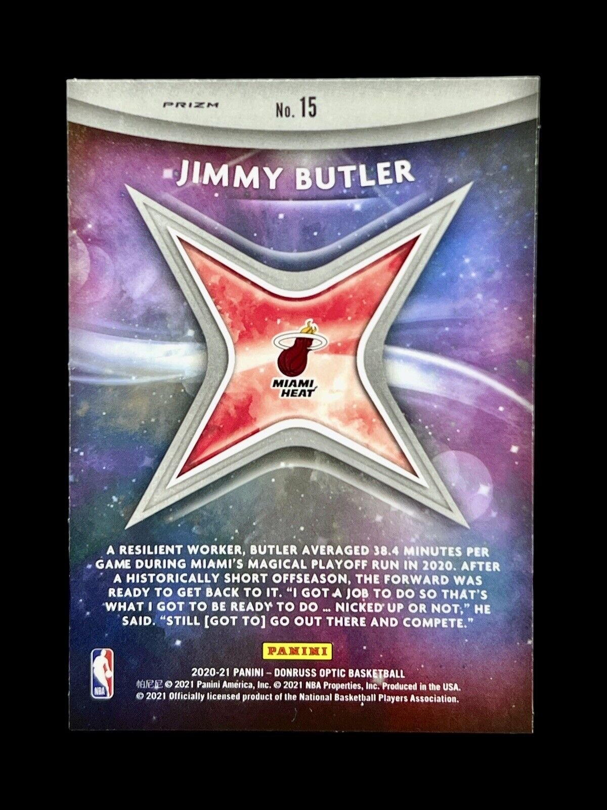 2020-21 Panini Donruss Optic Star Gazing Fast Break Prizm Jimmy Butler #15