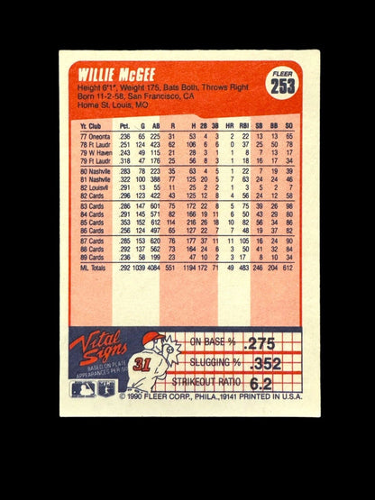 1990 Fleer #253 Willie McGee Baseball Card