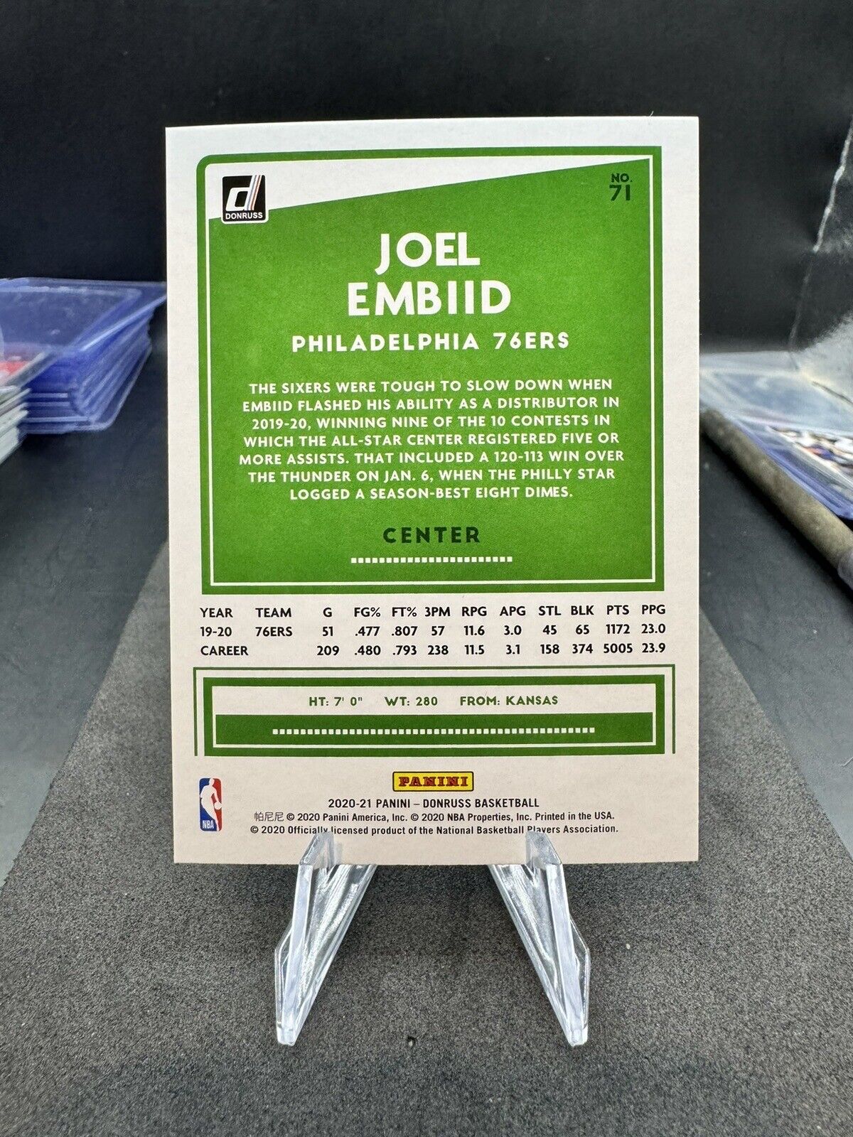 2020 Panini Donruss Basketball NBA #71 Joel Embiid Philadelphia 76ers