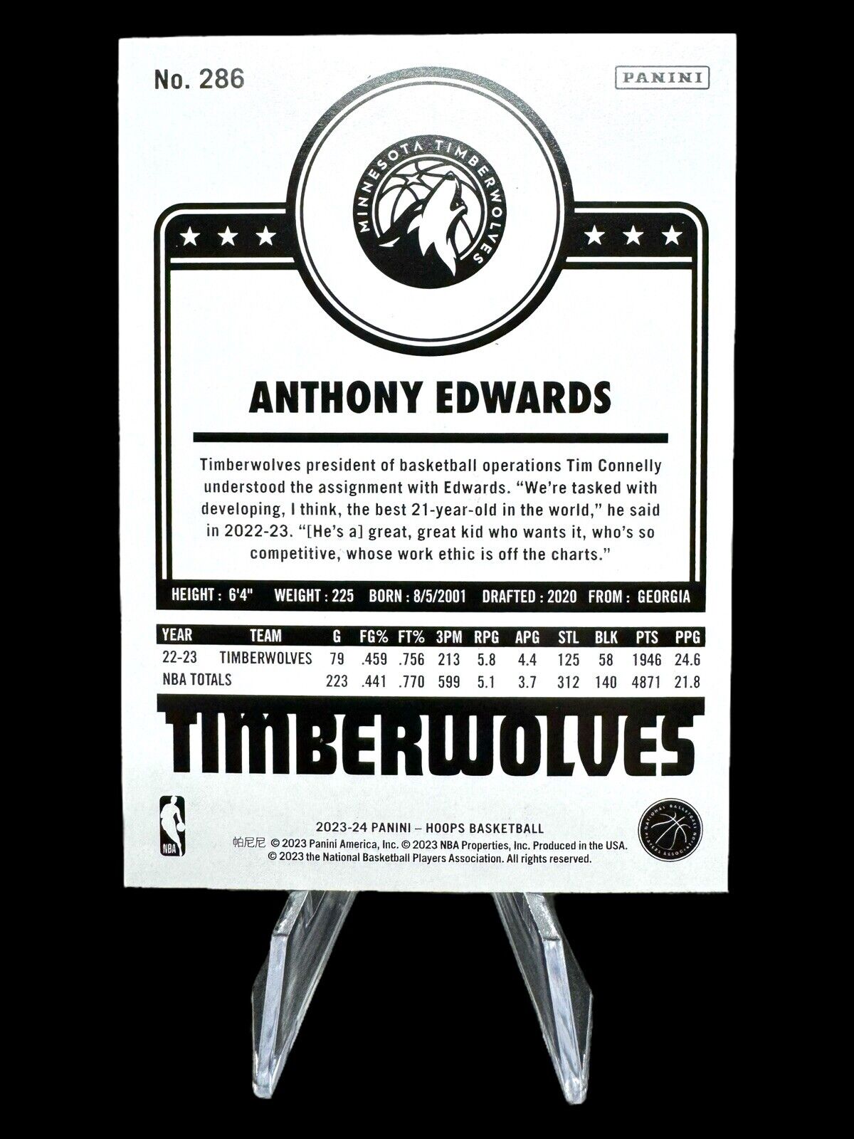 Anthony Edwards Throwback Hoops 2023-24 Insert  Timberwolves