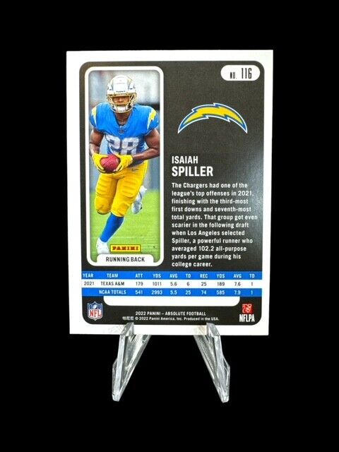 2022 Panini Absolute #116 Isaiah Spiller ROO RC Rookie  Near mint or better