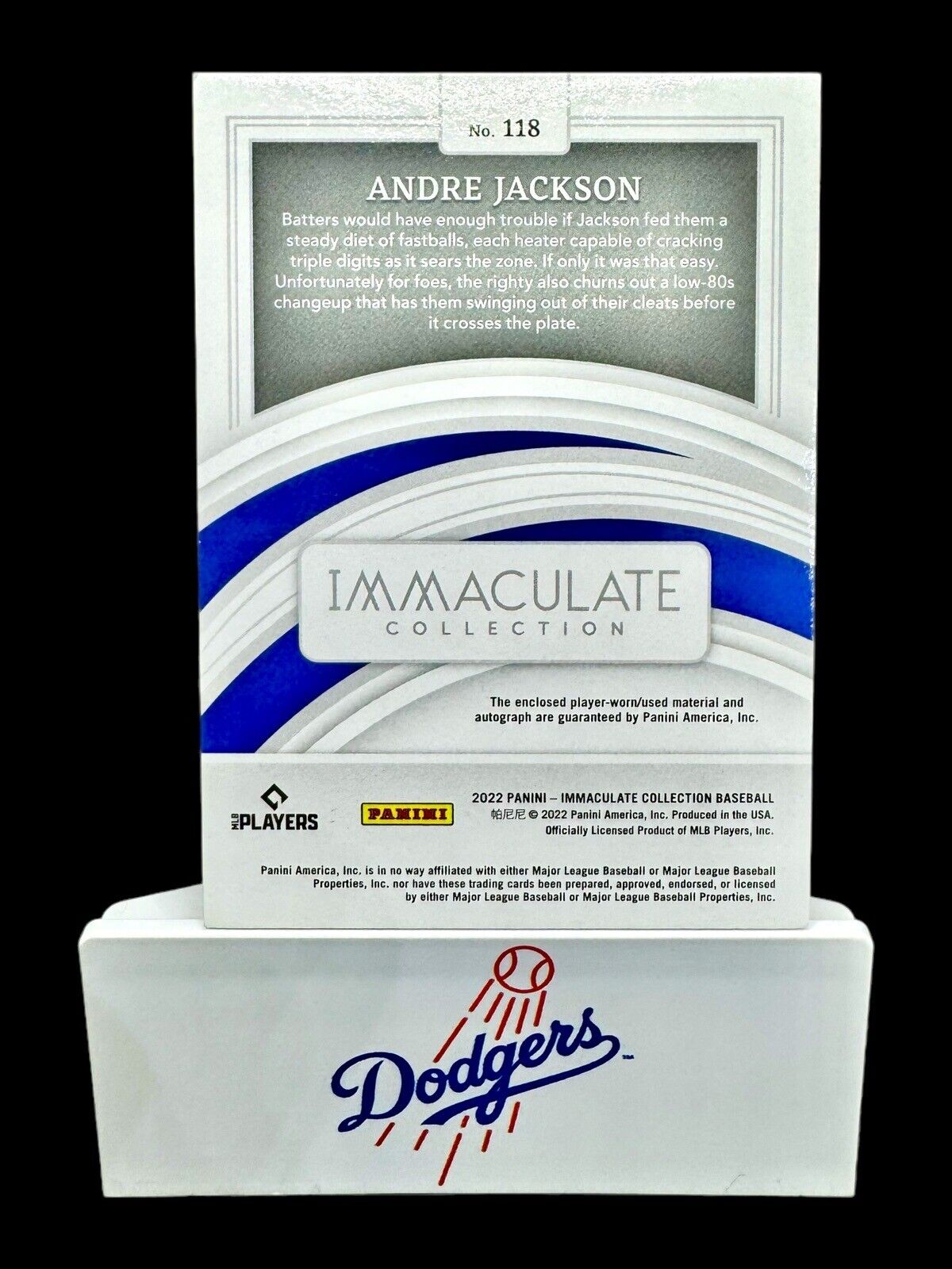 2022 Immaculate Andre Jackson LA DODGERS #118Rookie RC Platinum Patch Auto 1/1