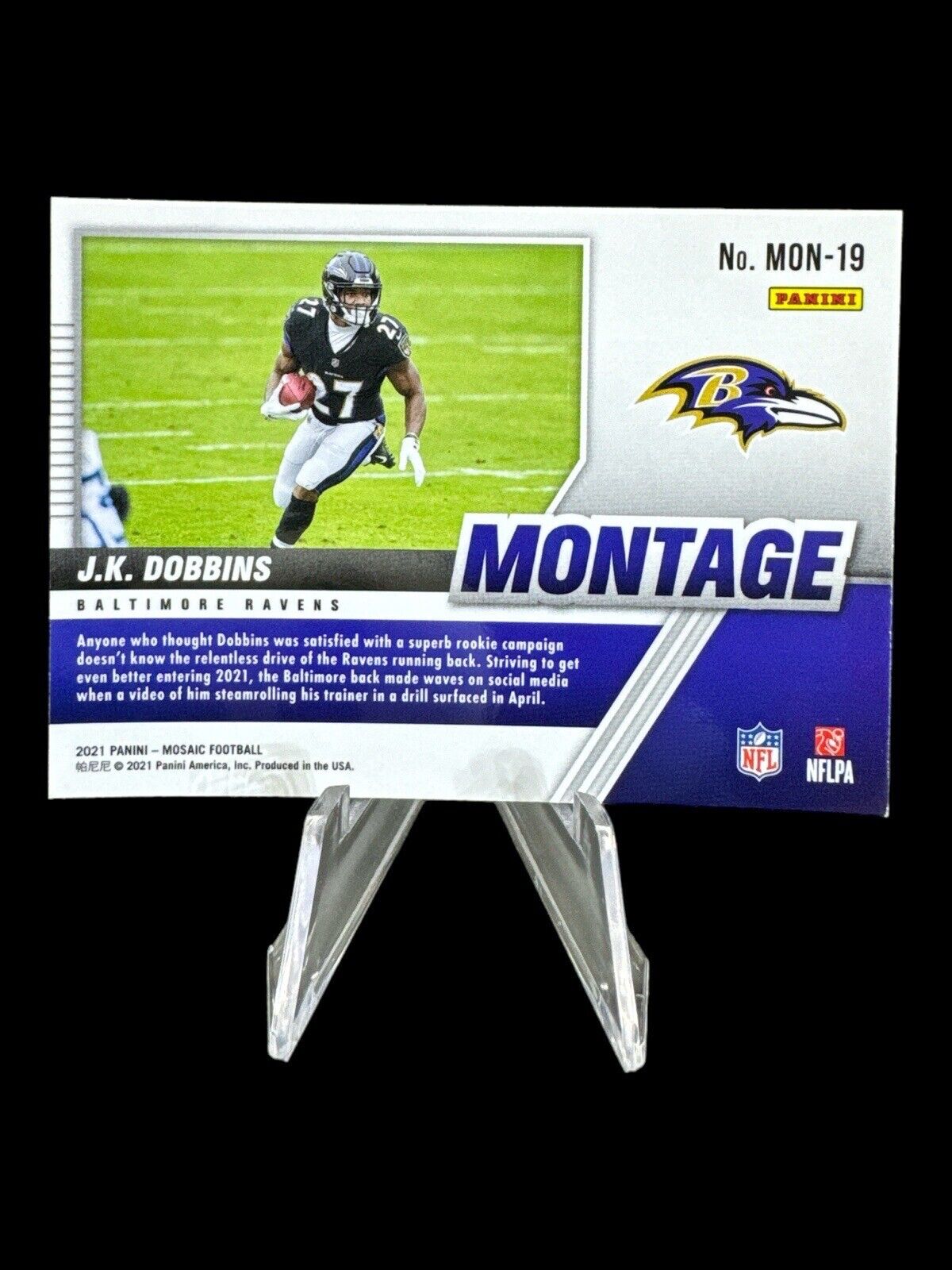 J.K. Dobbins 2021 Panini Mosaic Montage #MON-19 Baltimore Ravens