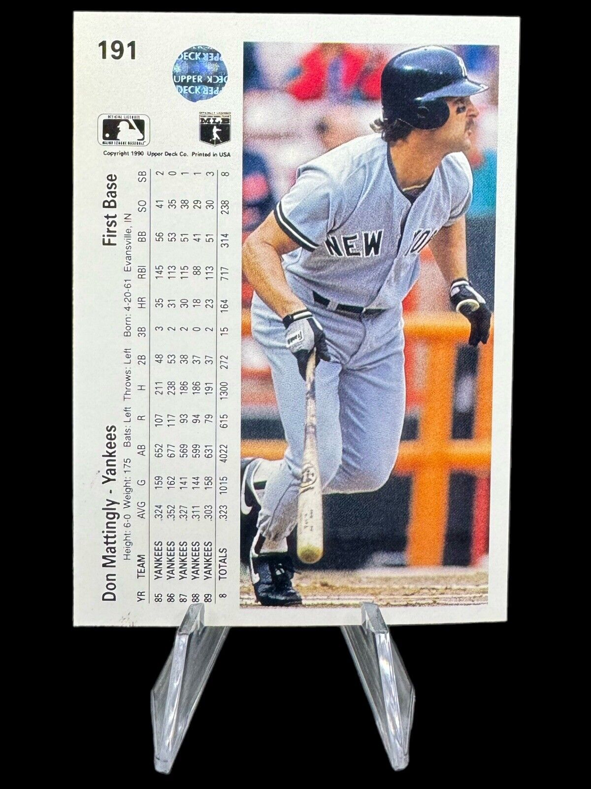 1990 Upper Deck Baseball DON MATTINGLY Yankees 191