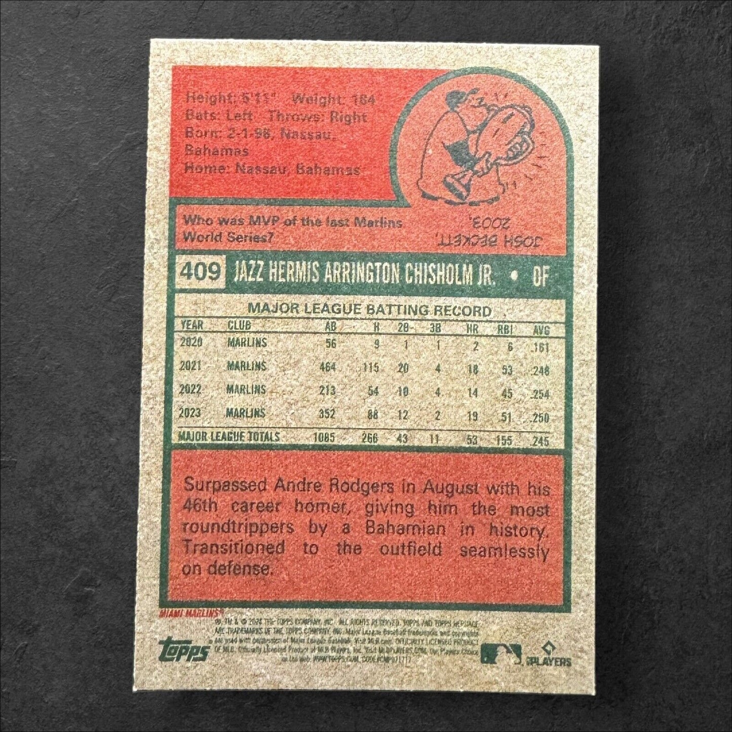 2024 Topps Heritage Jazz Chisholm #409 Miami Marlins