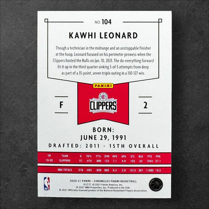 2020-21 Panini Chronicles Panini Red /149 Kawhi Leonard #104