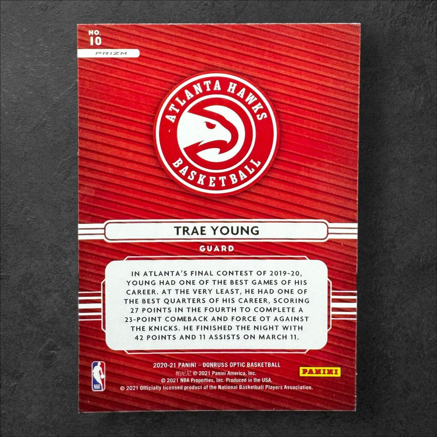 2020-21 Donruss Optic Elite Dominators Holo #10 TRAE YOUNG  Atlanta Hawks