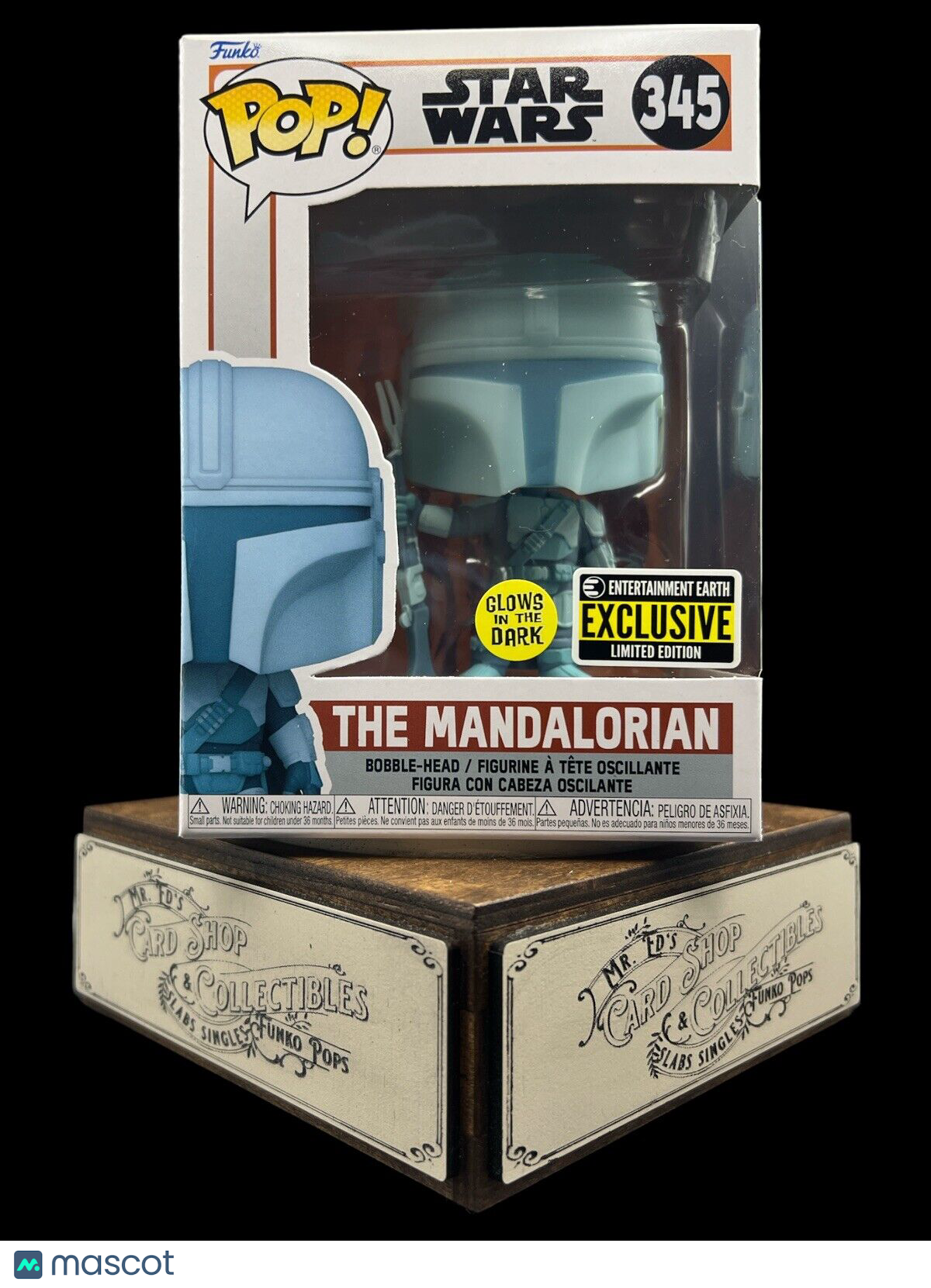 Star Wars The Mandalorian Hologram GlowIn The Dark Funko Pop 345 /Pop Protector