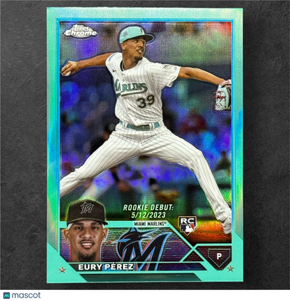 2023 Topps Chrome Update Baseball EURY PEREZ Aqua Refractor /199 RC Marlins