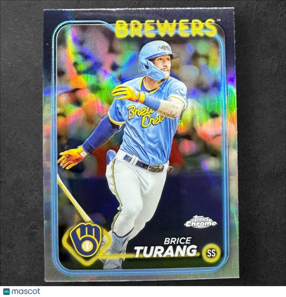 2024 Topps Chrome Refractor #272 Brice Turang Milwaukee Brewers Baseball Card