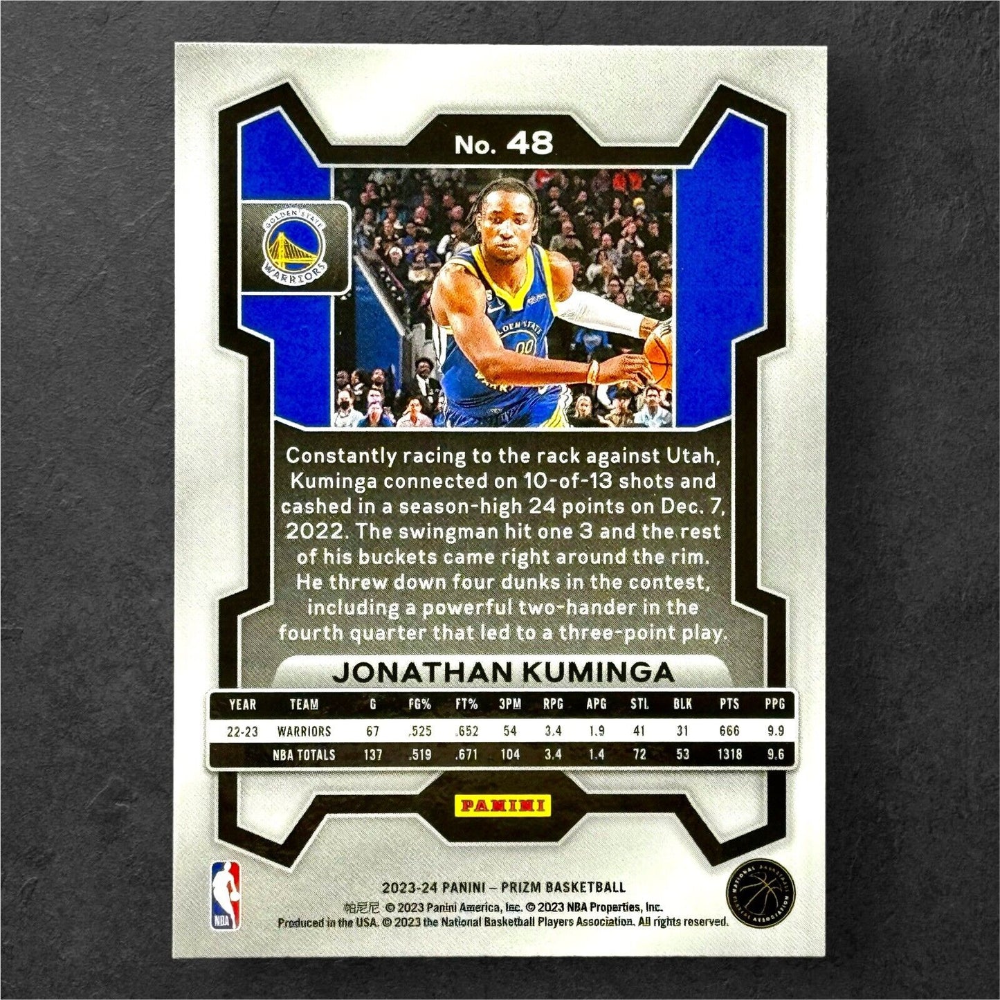 Jonathan Kuminga 2023-24 Panini Prizm Basketball Base #48 Golden State Warriors