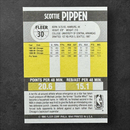 SCOTTIE PIPPEN 1990-91 Fleer Set black line #30 CHICAGO BULLS