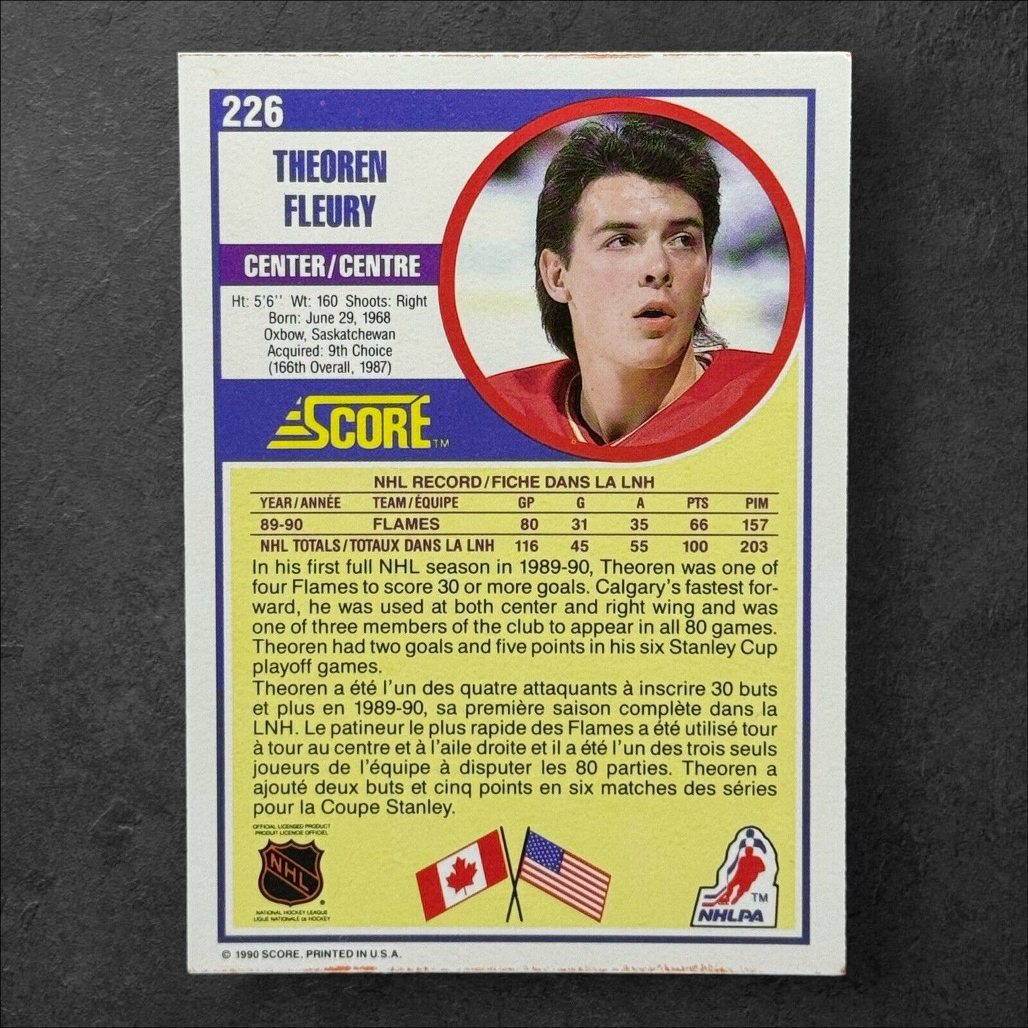 1990 Score Canadian #226 Theoren Fleury Near Mint