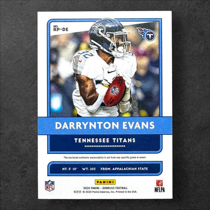 Darrynton Evans 2020 Donruss Rookie Phenoms Jersey Patch #RP-DE Titans RC