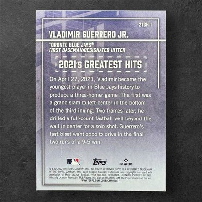 Vladimir Guerrero Jr. '21 Greatest Hits 2022 Topps 21GH-1 Blue Jays Rainbow Foil